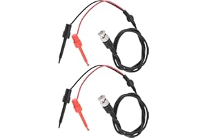 Briny River 2Pcs BNC to Dual Testing Hook Oscilloscope Test Leads Probes Clip Coaxial Cable for Electrical Testing Work