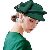 ORIDOOR Women Vintage 100% Wool Felt Flowers Bucket Cloche Bowler Hat Church Wedding Beret Hat