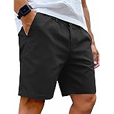 PLEPAN Men's Cotton 5/7 Inseam Shorts Casual Classic Fit Elastic Waistband Summer Twill Chino Golf Dress Short