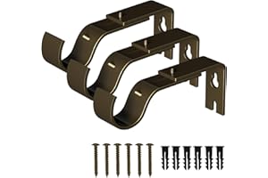 IFELS Heavy Duty Adjustable Curtain Rod Brackets, Curtain Rod Wall Bracket Hooks for 1 or 7/8 Inch Curtain Rod (Antique Bronze, Set of 3)
