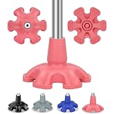 supregear Cane Tip - Self Standing 6 Prong Support Rubber Base for Walking Stick &amp; Cane - Heavy Duty Foot Pad for Offset Quad Tripod Replacement Accessory, 3/4 inch, Pink
