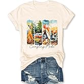 Hiking Shirts Women Vintage Camp Tshirt Funny Nature Outdoor Adventure Camping Graphic T Shirt Short Sleeve Tops