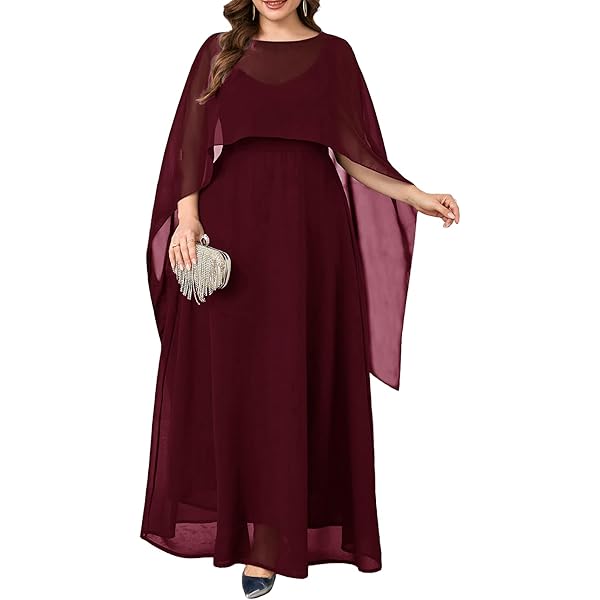 Amazon.com: Women's Floral Embroidery Cloak Long Sleeve Chiffon Dress Plus Size Party Prom Evening Gowns Burgundy 4XL : Clothing, Shoes & Jewelry Amazon.com: Women's Floral Embroidery Cloak Long Sleeve Chiffon Dress Plus Size Party Prom Evening Gowns Burgundy 4XL : Clothing, Shoes & Jewelry