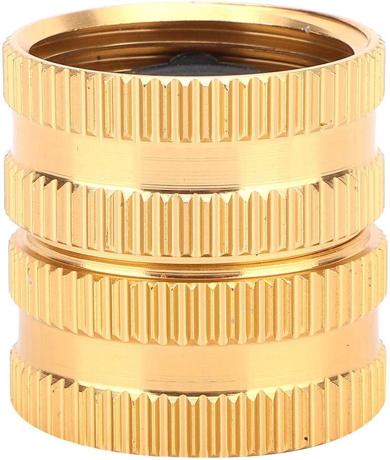 3/4" Brass Garden Hose Connector with Dual Swivel for Male Hose to Male Hose Double Female, Gold, 1.14*1.18inch