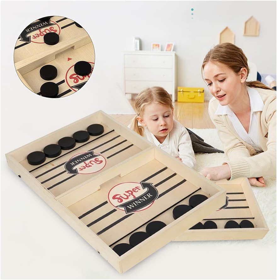 Ice Hockey Game Toy, Catapult Chess Bumper Chess Parent-Child Interactive Game Table Desktop Battles, 2 in 1 Ice Ball Game (B:37X24X3.5cm)