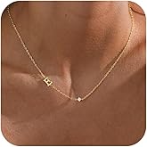 Initial Necklaces for Women,14K Gold Plated CZ Sideways Letter Necklace Dainty Small Cute Gold Initial Necklace Personalized Custom Name Choker Necklaces for Women Non Tarnish Jewelry Aesthetic Stuff