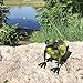 ReLIVE 6 Inch Bronze Green Metal Frog Cracked Glass Ball Outdoor Solar Powered LED Garden Light