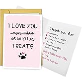 Qiliji Funny Valentine's Day Card for Dog Lover, Cute Dog Valentines Day Card Gift, Valentines Gifts from Dogs, I Love You More Than Treats, To My Favorite Human