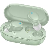 MOZOTER Mini Wireless Earbuds Bluetooth 5.3 in Ear Headphones Headsets | Light Weight,60Hrs Playtime Ear Buds with Charging Case,Smart Touch Control,Premium Sound with Deep Bass for Sport-Green