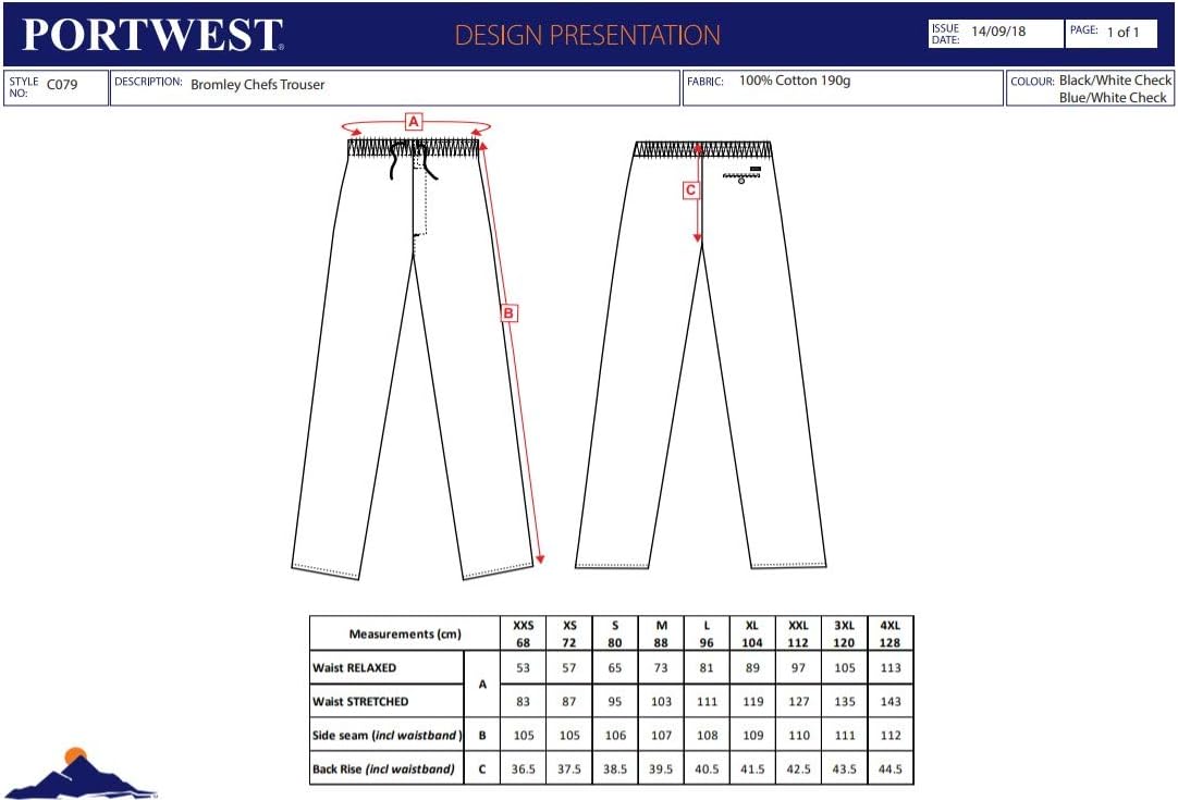 Portwest Bromley Chefs Trouser, Size: 4XL, Colour: Black Check, C079CKR4XL - Image 3