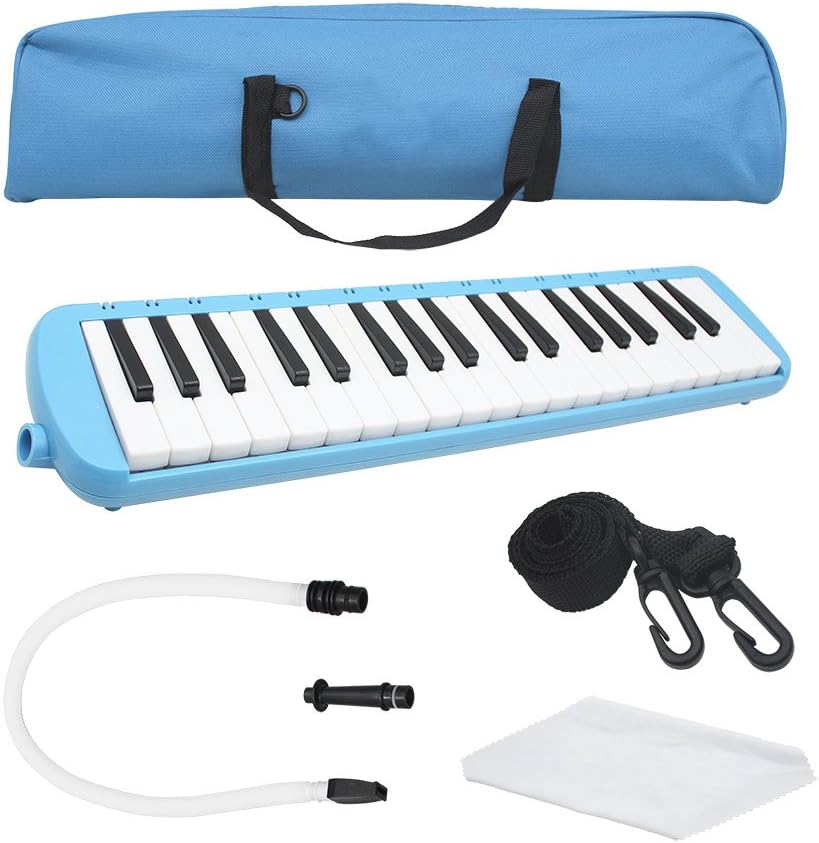 Melodica Piano Escolar 37 Teclas Color Azul Juegos y