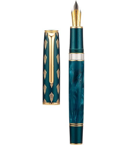 Amazon.com: Hongdian N7 Blue Peacock Resin Piston Fountain Pen