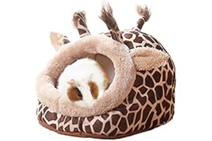 EAEDMY Guinea Pig Rat Bed Hideout for Rat Bearded Dragon Hedgehog Ferret to Sleep and Hide, Guinea Pig Cage Accessories Habitat Décor (Large, 2.Giraffes)