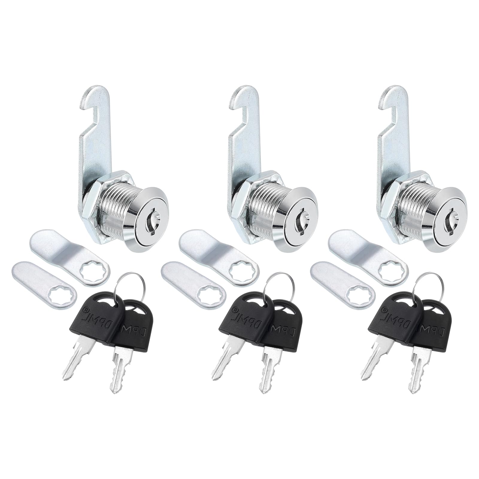 PATIKIL 3/4" Cabinet Cam Locks, 3 Pack Keyed Alike Cam Locks Set Zinc Alloy Storage Lock with Keys for File Drawer Mailbox Toolbox, Silver Tone