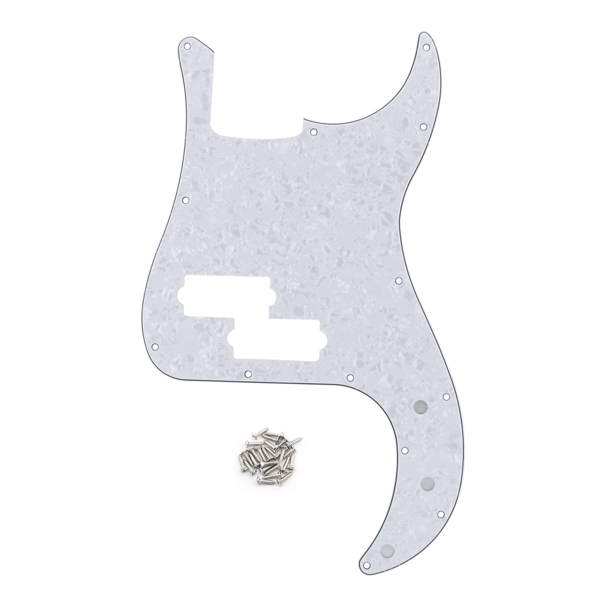 FLEOR 13-Hole Modern Style Standard Precision Bass Pickguard without Truss Rod Notch for 4 String PB Bass Model, White Pearl