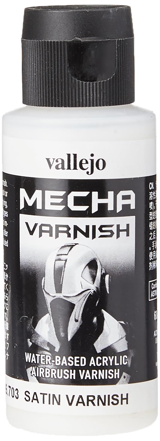 Vallejo Mecha Color Acrylic Paint, 60 ml, Satin Varnish for Airbrush, High Resistance to Handling and Impact