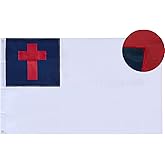 ROTERDON Christian Flag 4x6 FT, Outdoor Heavy Duty 210D Premium Polyester Christian Flags, Embroidered Sewn Stripes Christianity Cross Church Jesus Faith Flag, with Brass Grommets