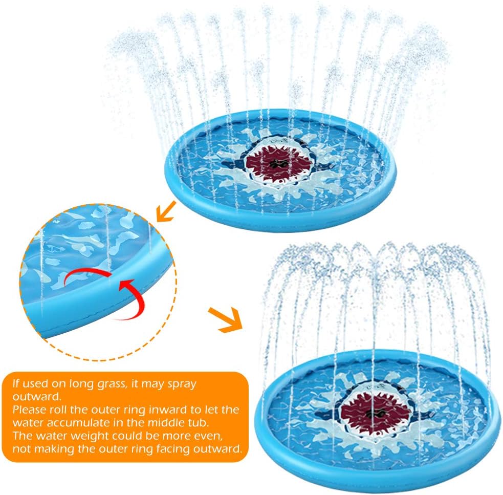 Jasonwell Sprinkle & Splash Play Mat 68" Sprinkler for Kids Outdoor Water Toys Inflatable Splash Pad Baby Toddler Pool Boys Girls Children Outdoor Backyard Sprinkler Toy Splash Pad: Toys & Games