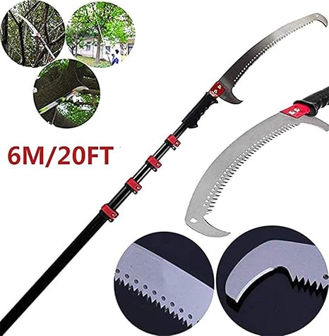 Lxmj Scie D Elagage Telescopique 20ft 6m Scie A Elaguer D Arbre Telescopique Scie A Perche Telescopique D Amenagement Paysager Extensible Scie A Branche Telescopique A 4 Sections Amazon Fr Cuisine Maison