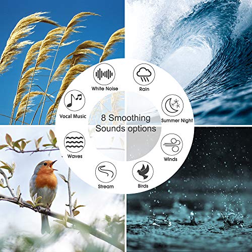 Sound Machine White Noise Machine for Relaxing Sleeping 3 auto-off Timer Settings 8 Natural Soothing High Fidelity non-looping sounds for Baby Adults Portable for Home Office Travel