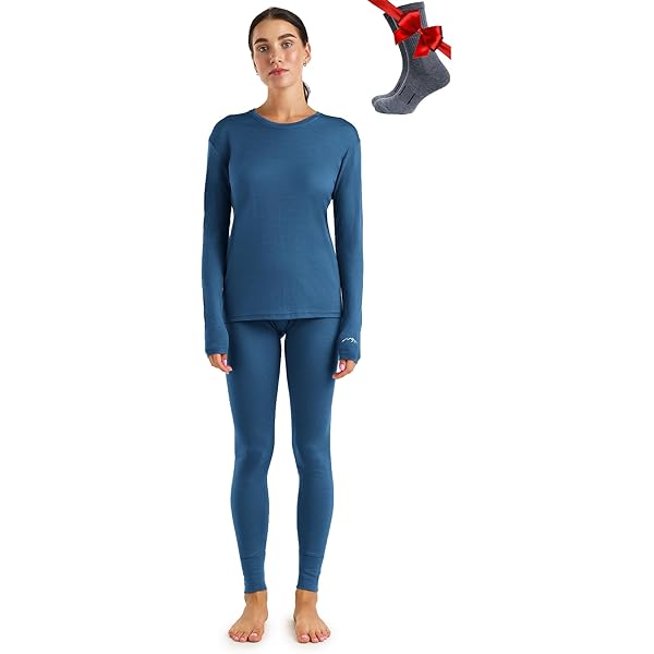 Merino.tech Women's Merino Wool Base Layer Set – Lightweight To Heavyweight Thermal Underwear Top & Bottom For All Seasons