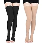Wegitcs 20-30mmHg Compression Stockings for Women, Open-Toe Thigh High Compression Socks, Medical Compression Stockings for Varicose Veins, Swelling, Teacher, Doctor