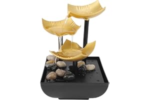 Tabletop Fountain, 3 Tier Indoor Relaxation Desktop Water Fountain with LED Light, Soothing Sound Zen Meditation Waterfall Fo