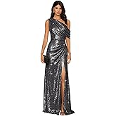 Jicht Sparkly Sequin Prom Dress Long One Shoulder Maxi Gala Dress Ball Gown JAC28