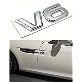 YUGEYE 2Pcs V6 Emblem Sticker Car 3D Logo Zinc Alloy Chrome Emblem Badge Decal Replacement for Tacoma (V6&Silver)