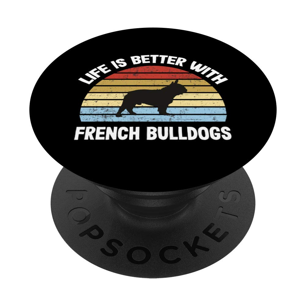 Retro French Bulldog Dog PopSockets PopGrip: Swappable Grip for Phones & Tablets