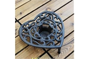 Singring Cast Iron Teapot Warmer, Dish Cups Heater, Teapot Warmer Stand with Tealight Candle Holders, Decorative Candle Holder Stands for Heat Food Coffee Milk or Tea (B-Heart)
