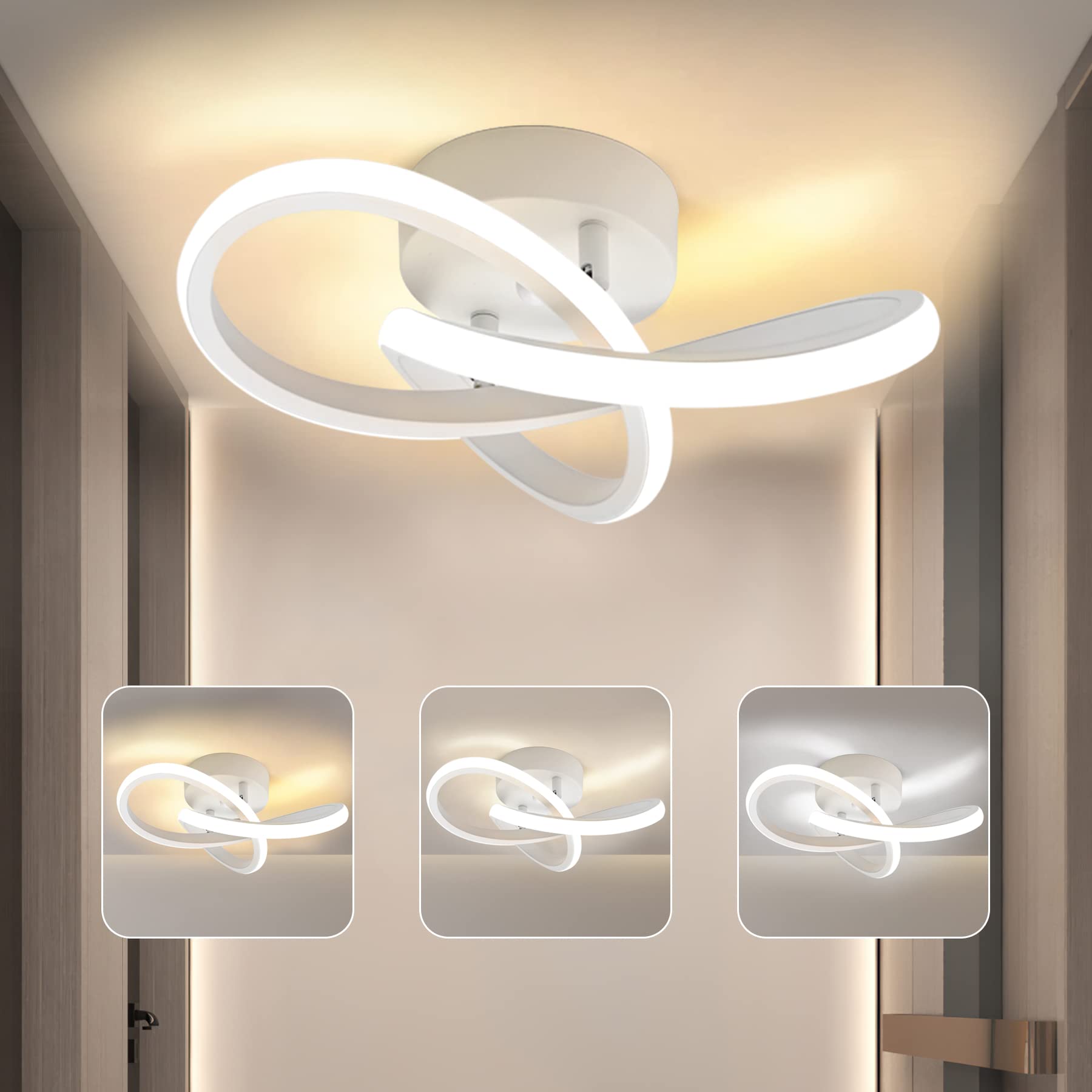 BOYIR LED Ceiling Lights 22W 2200LM Creative Flower Shape Ceiling Light 3000K/4000K/6000K Modern Ceiling Lamp Chandeliers for Bedroom Living Room Hallway Kitchen