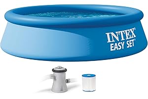 INTEX Easy Set 8 ft x 24in Above Ground Pool Set, Round Inflatable Swimming Pool with 330 GPH Cartridge Filter Pump and Type 