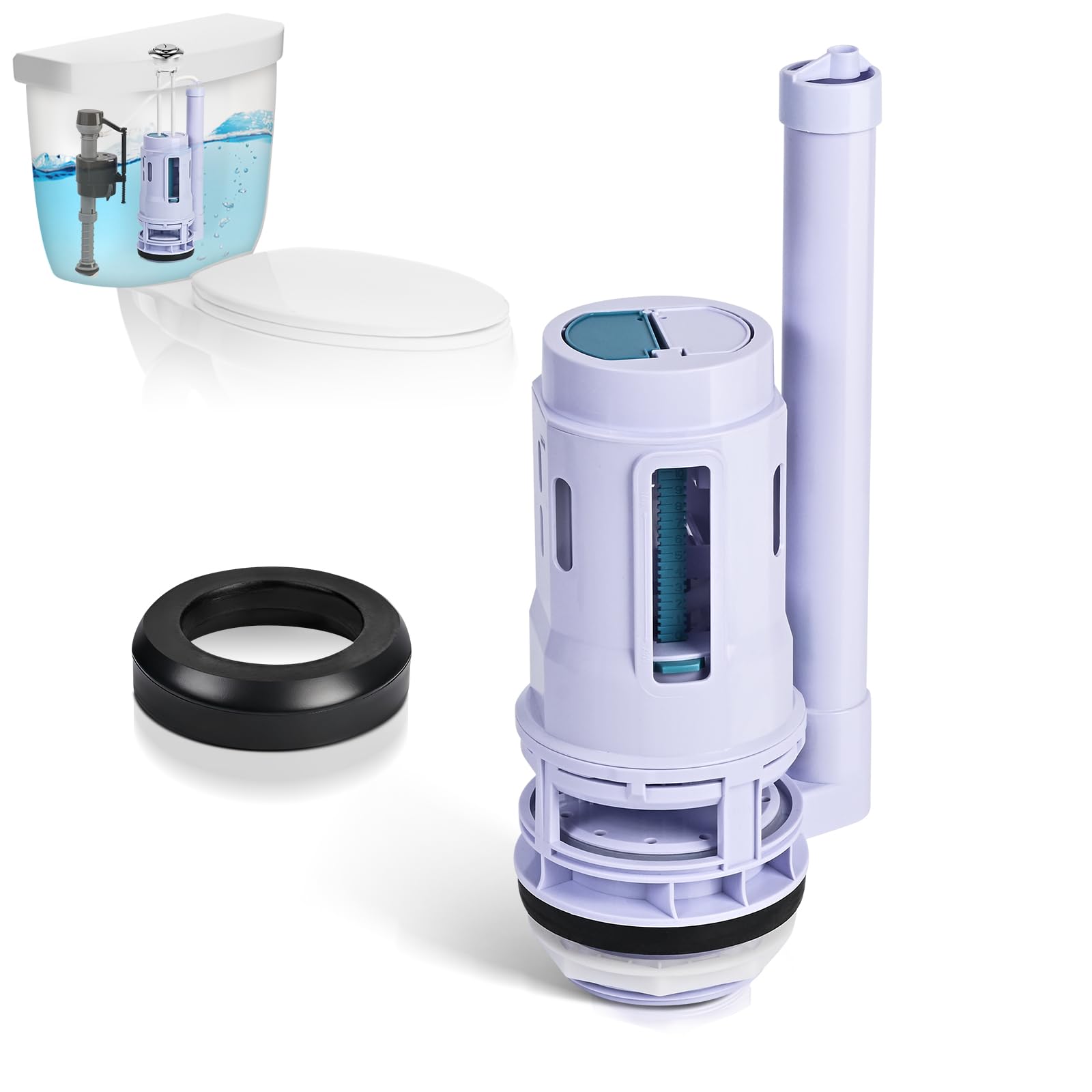 Photo 1 of 3-Inch Dual Flush Valve Replacement Kit for 2-Piece Toilets, Universal Toilet Flusher Replacement Kit with Gasket, Compatible with Glacier Bay, Kohler, American Standard, and Toto