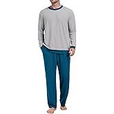 PrinStory Men's Pajama Sets Sleepwear Pjs Soft and Comfortable Nightwear Two Piece Loungewear with Pockets S-2XL