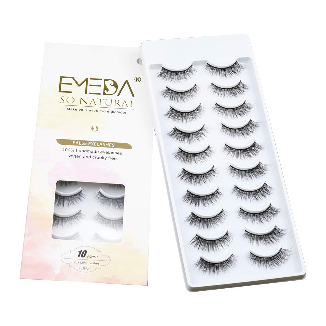 False Eyelashes Natural Look 3D Short and Soft Fake Eyelashes Faux m ink Lashes Fluffy And Wispy Eye Lashes 10 Pairs 100% Handmade Fake Lashes 1 Pack (A6)