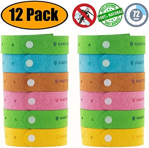 100% Deet Free Mosquito Repellent Bracelet by Velya | All-Natural Oil Blend | Extra-Soft Microfiber Insect Repellant Bands | Safe Indoor &amp; Outdoor Bug Repelling Wristbands for Kids &amp; Adults (12 Pack)