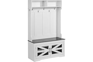 VEVOR Hall Tree Entryway Bench, LED Coat Rack with Shoe Storage, 42" Wide Mudroom Bench with Storage and Seating, Adjustable 