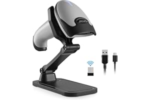 Barcode Scanner with Stand, JRHC Wireless 1D Laser Bar Code Scaners 2.4G Wireless & USB Wired Connection Plug and Play Handheld Bar Code Reader