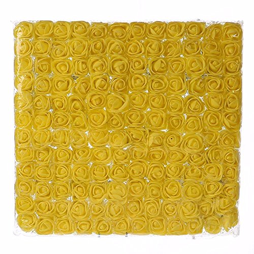 Rose DIY 144 PCS Head Flowers Artificial Flowers Wedding Bride Bouquet PE Foam DIY Party Festival Home Decor Garland Wreaths Flowers (Yellow)