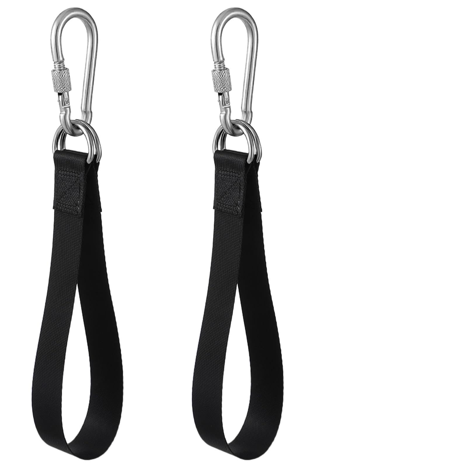 Photo 1 of 2 Pcs Tree Swing Straps Kit Black Hammock Tree Straps with Safer Lock Snap Carabiner Hooks Hanging Straps for Tree Swing Chair Seat Gym Bar Handle Cable Outdoor