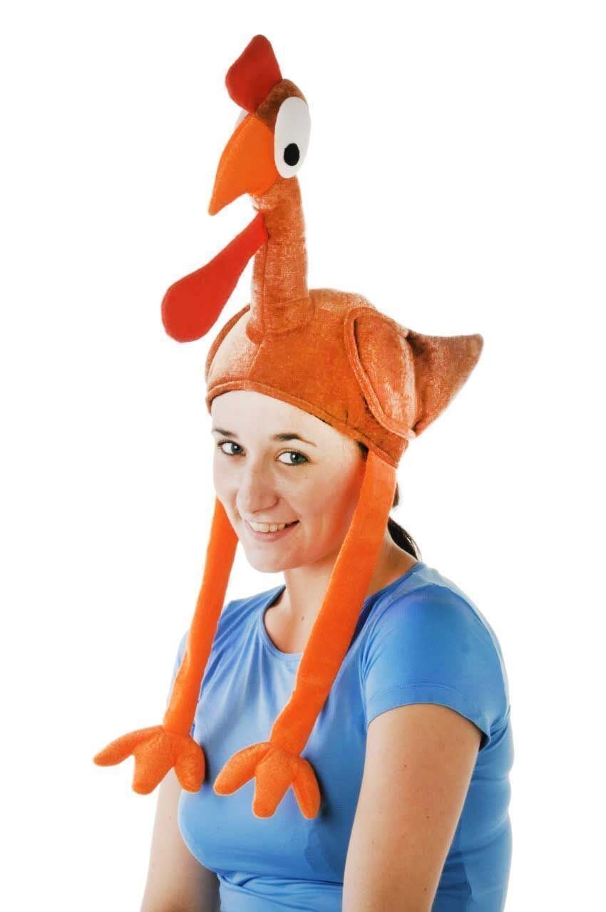 SHATCHI Turkey Gobbler Long Legs Hat Novelty Plush Christmas Santa Hat Costume Christmas Fancy Dress Party Xmas Office Fun Headwear Accessories, One Size