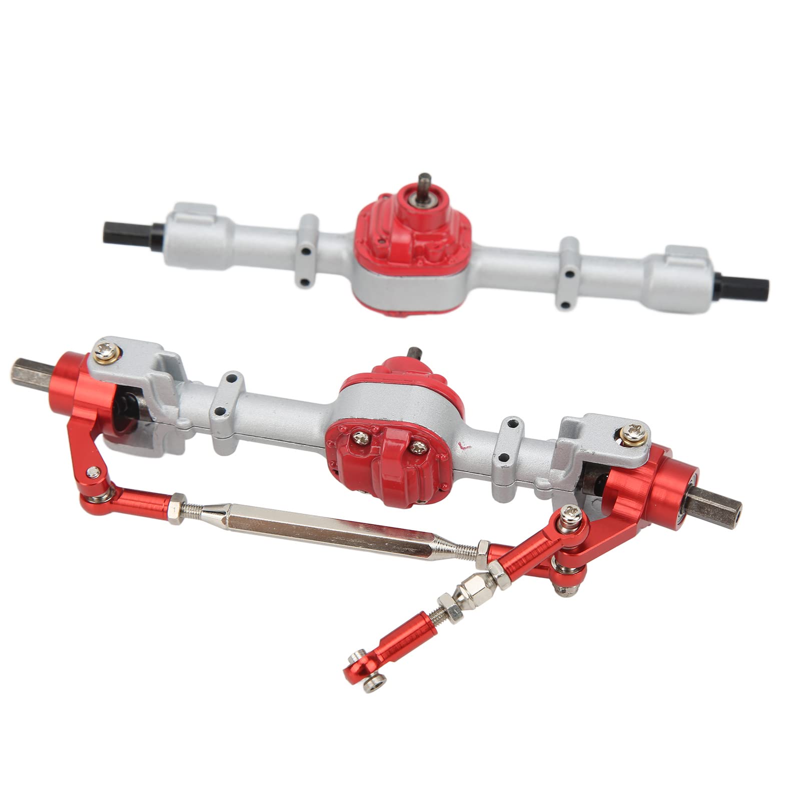 SUNGOOYUE 1/12 RC Car Axle Set, RC Car Metal Front Rear Axle Set Upgrade Parts for MN D90 D91 99S FJ45 RC Car(Silver red)