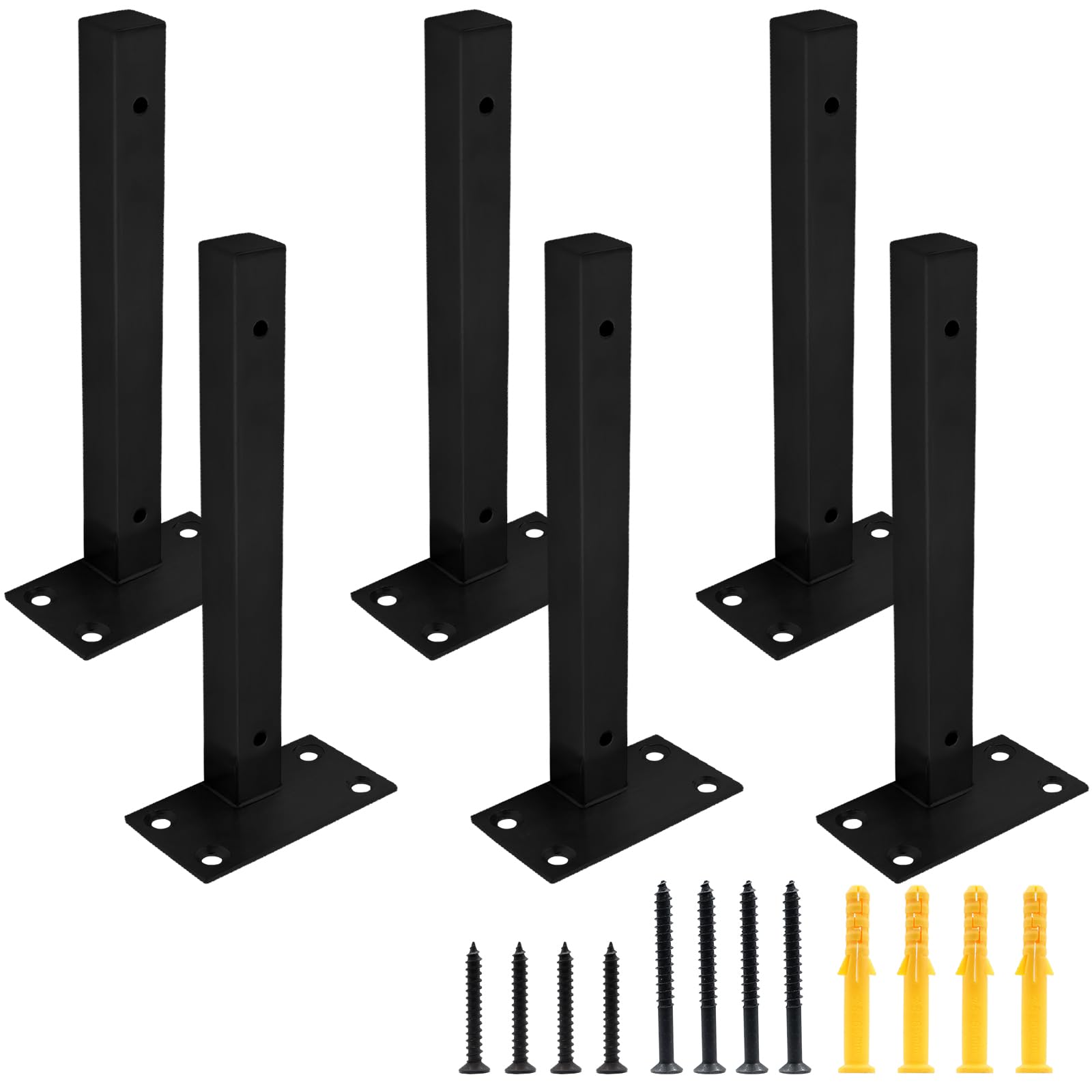 Cjueiom 6 Pack 16 Inch / 400mm Floating Shelf Bracket Black Shelf Supports, Heavy Duty Shelf Brackets Wall Mounted Brackets Hardware Supports, Cold-Rolled Steel Shelf Brackets for Farmhouse Furniture