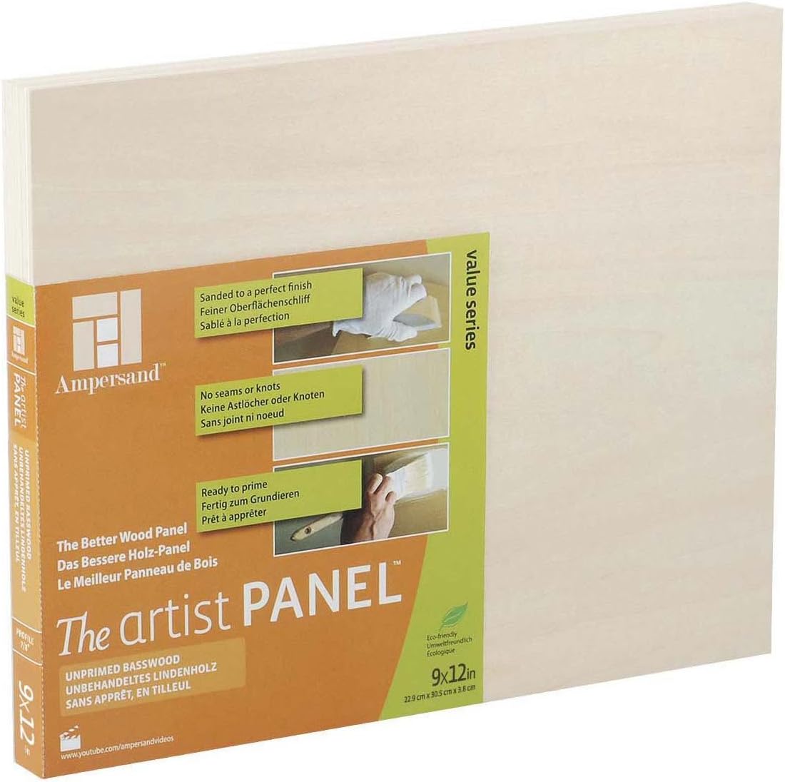 AmpersandUnprimed Basswood 7/8" Cradled 8x10