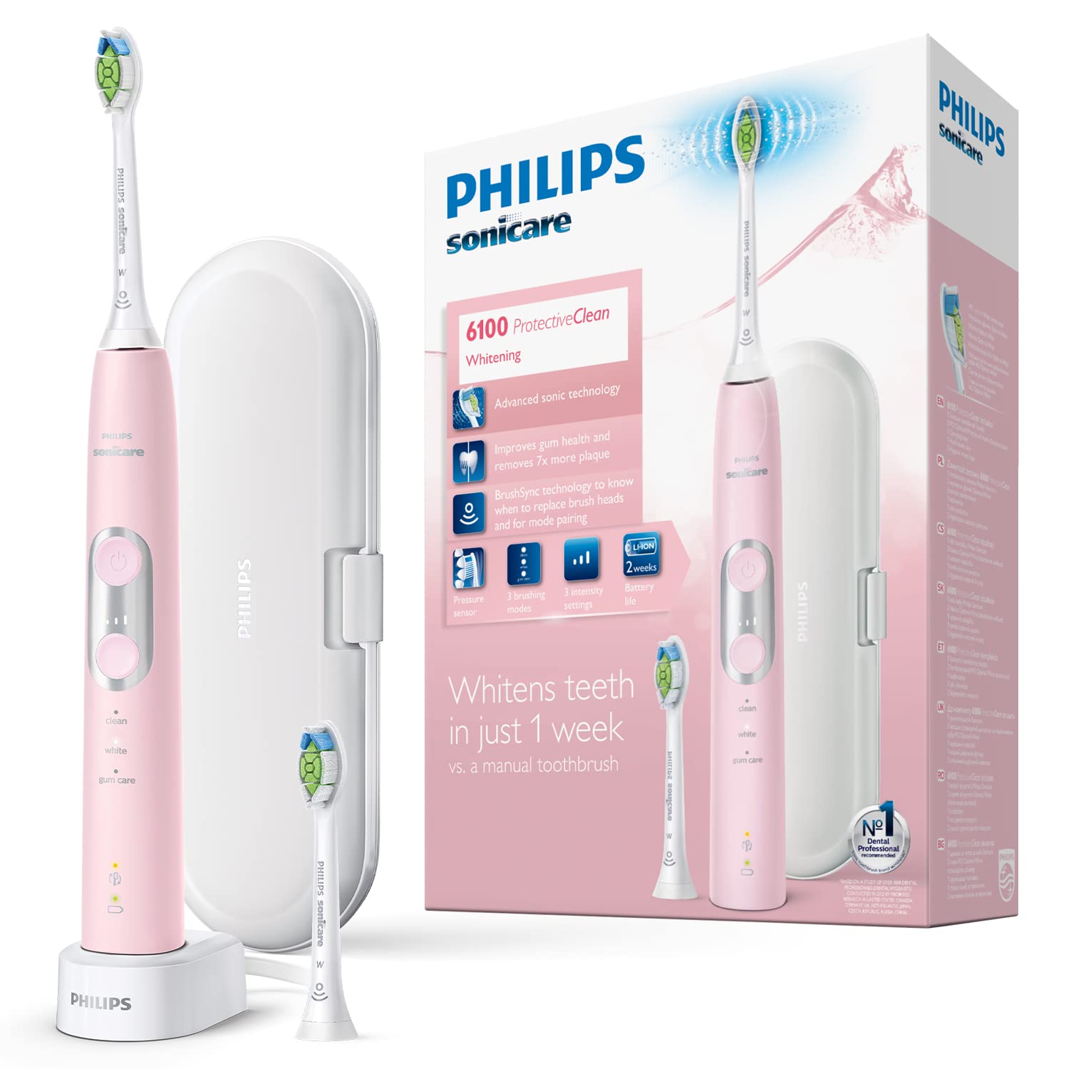 Philips Sonicare ProtectiveClean Electric Toothbrush, Pastel Pink