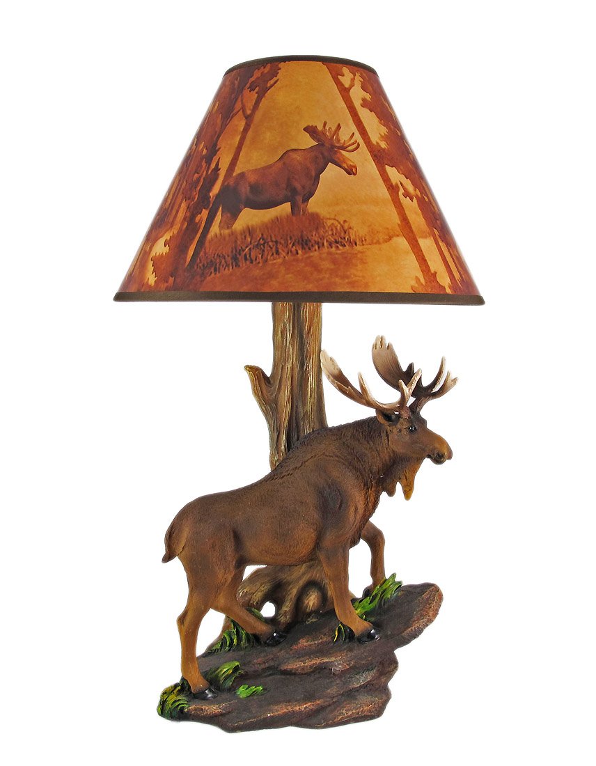 North American Bull Moose Table Lamp w/Shade