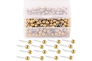 Yalis Push Pins Map Tacks 1/8-Inch Retro Metallic Color Beads Head Marking Push Pins, 200-count (Gold)