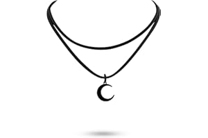 Sacina Gothic Boho Layered Black Crescent Moon Choker, Moon Necklace for Women, Gothic Emo Grunge Necklace, Goth Jewelry, Christmas Jewelry Gift for Women