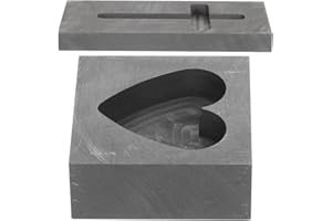 Operitacx Graphite Heart-Shaped Mold 2Pcs for Metal Casting Gold Silver Copper Brass Aluminum Ingot Diy Craft Supplies